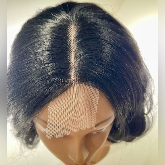 HAIR, 12” long, Wavy, center part, Black - Picture 7 of 8